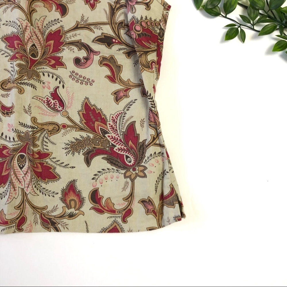 Charter Club Linen Floral Tank with Button Up Back - Picture 4 of 7